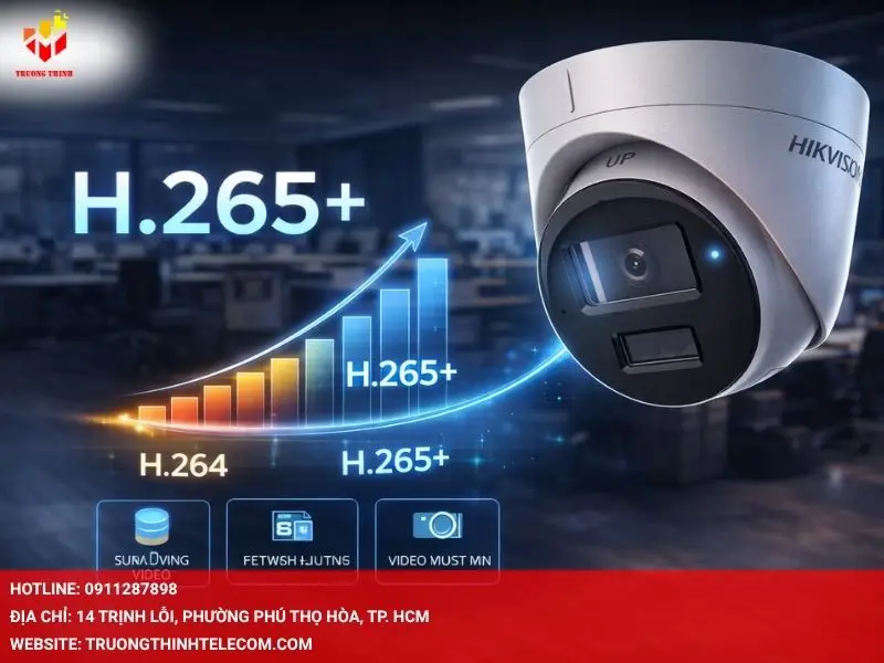 Camera DS-2CD1323G2-LIU hỗ trợ chuẩn nén H.265+ tiết kiệm dung lượng