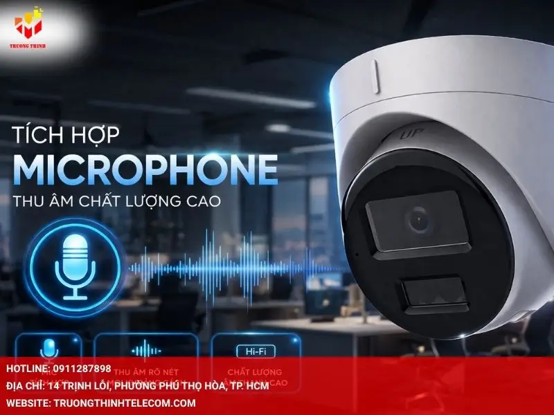 Camera DS-2CD1323G2-LIU tích hợp Microphone thu âm chất lượng cao