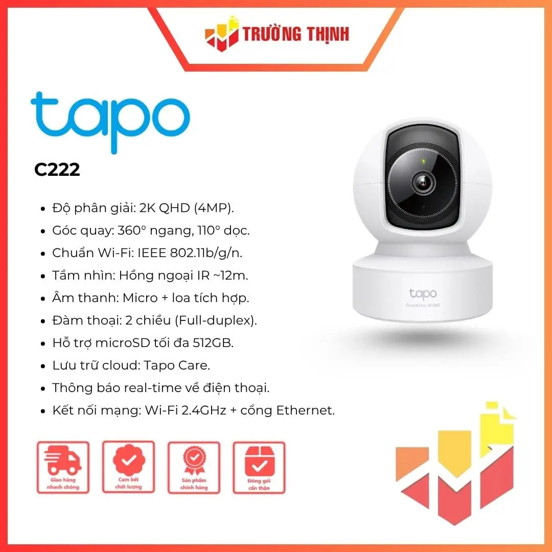 Camera IP Wifi quay quét 360 độ 4MP Tapo C222
