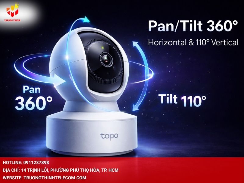 Xoay quét Pan/Tilt 360° ngang và 110° dọc