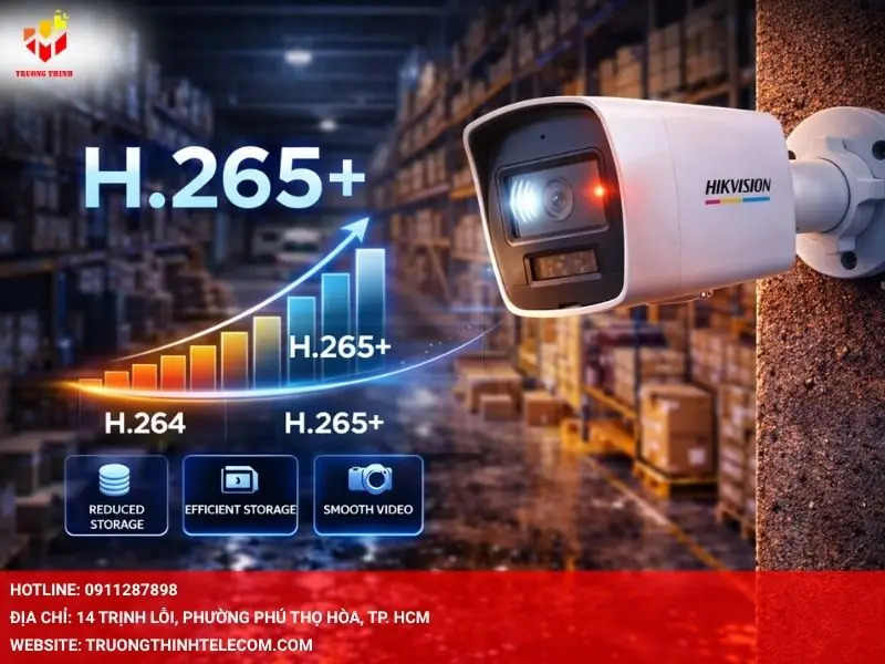 Camera DS-2CD1047G2H-LIU cùng công nghệ nén hình ảnh H.265+ tiên tiến