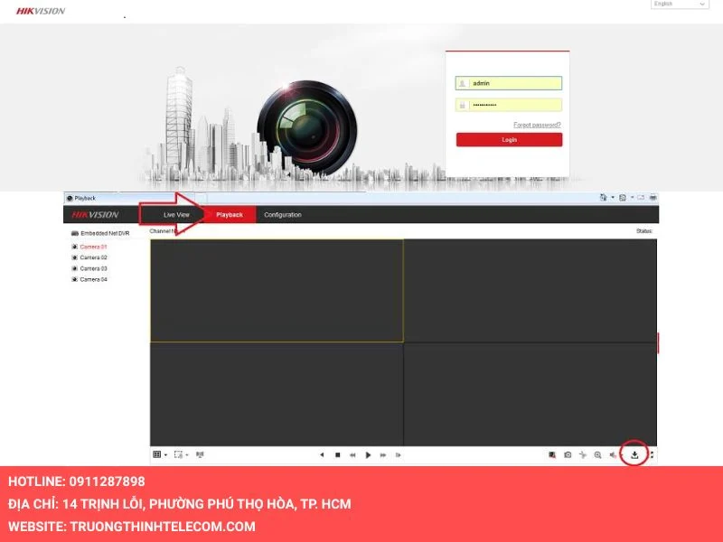 Cách trích xuất camera hikvision Nhập IP trên trình duyệt web