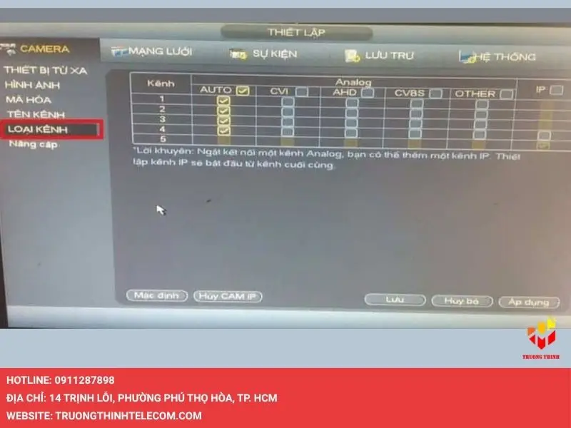 Ở mục Loại kênh