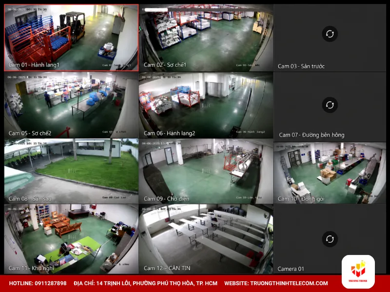 Thi công hệ thống camera khu công nghiệp chế biến (12 CAMERA)