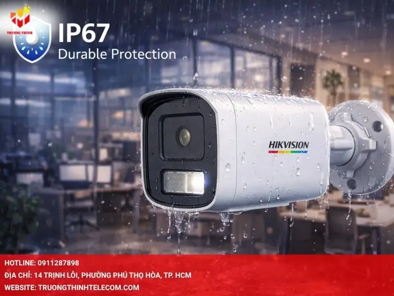 Thiết kế bền bỉ của DS-2CD1T47G2H-LIU với chuẩn IP67 