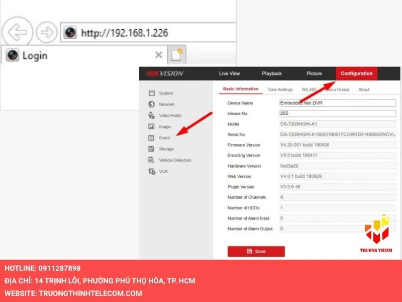 Truy cập IP đầu ghi