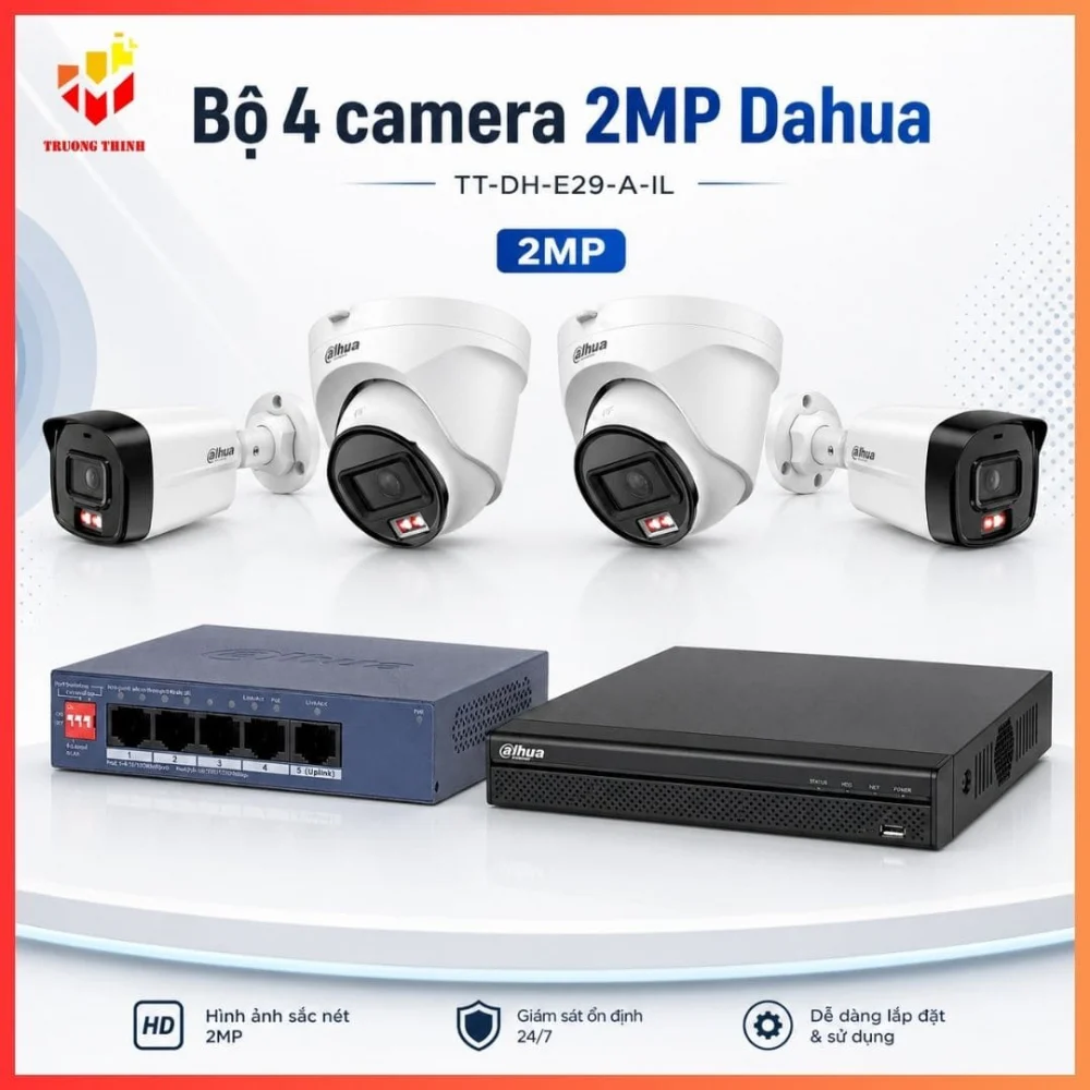 Trọn bộ 4 camera Dahua TT-DH-E29-A-IL Chính hãng
