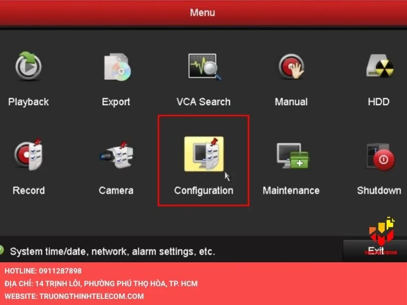 Vào mục Configuration