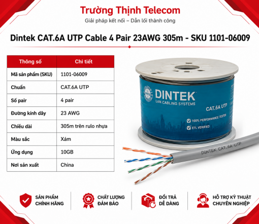 Cáp mạng Cat6A DINTEK UTP 23AWG 1101-06009