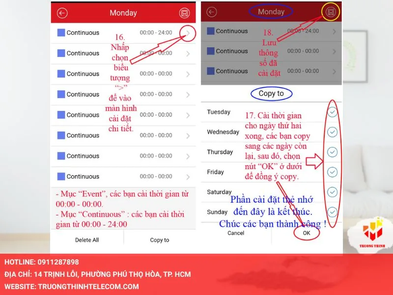 Bật tùy chọn Recording Schedule (Bật lịch ghi hình)