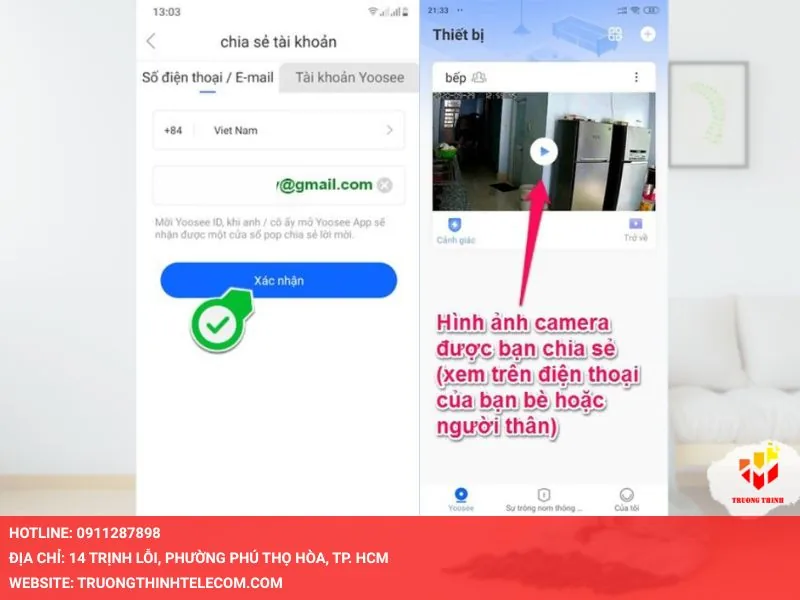 Cách chia sẻ camera Yoosee qua số điện thoại