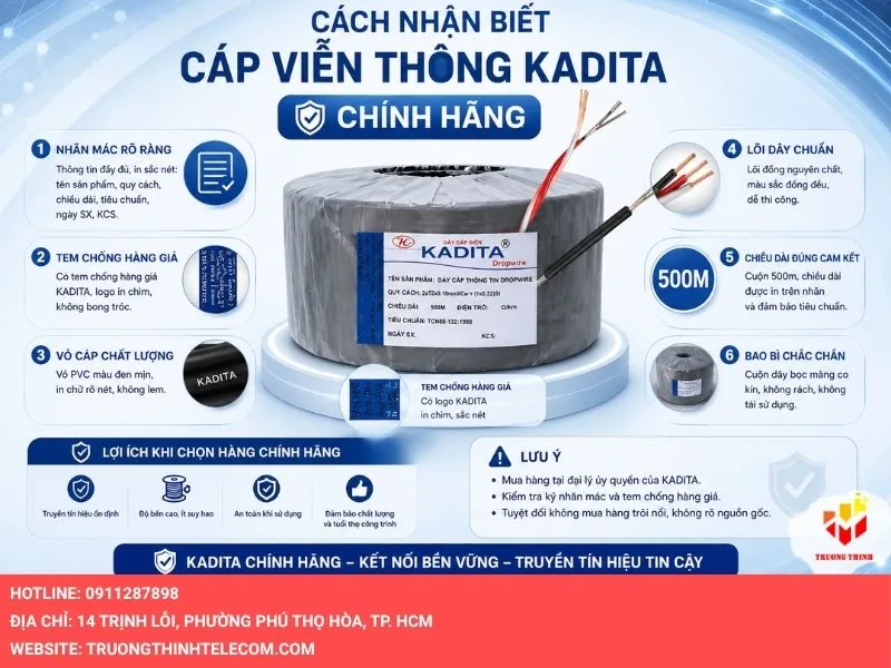 Cách nhận biết cáp viễn thông Kadita chính hãng