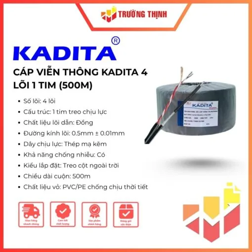 Cáp viễn thông Kadita 4 lõi 1 tim 500m