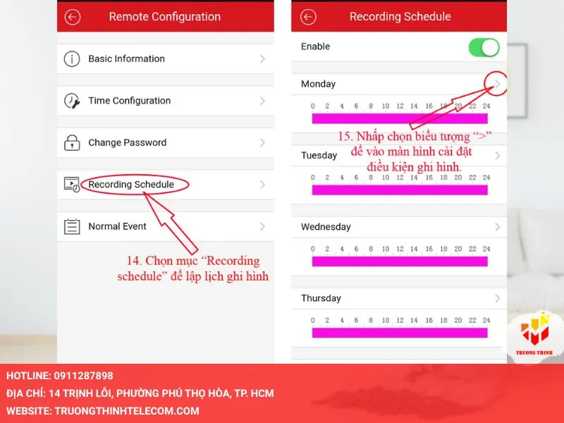Chọn Cấu hình từ xa hoặc Record Schedule