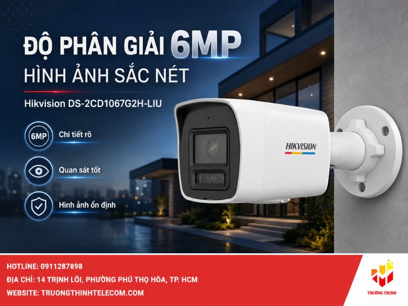 Độ phân giải 6MP trên Hikvision DS-2CD1067G2H-LIU mang lại hình ảnh sắc nét