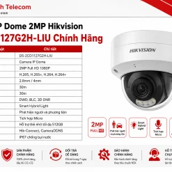 Camera Hikvision DS-2CD1127G2H-LIU chính hãng, phù hợp lắp đặt cho nhà ở, cửa hàng, văn phòng và hệ thống giám sát chuyên nghiệp.