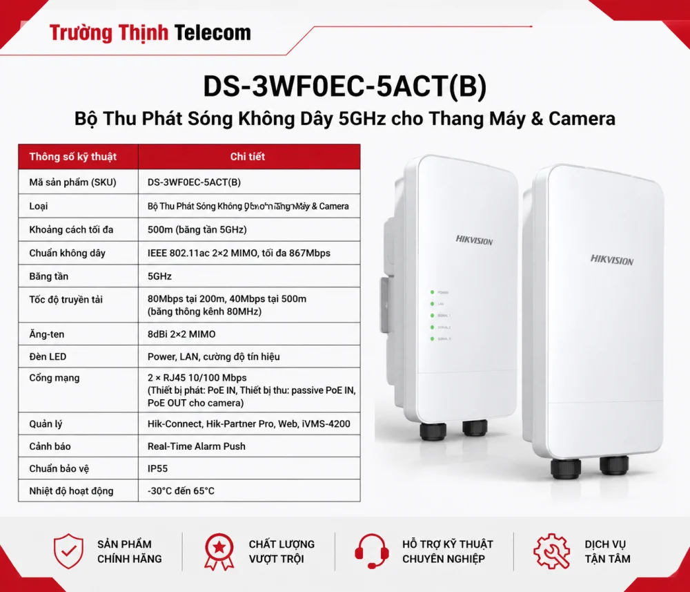Bộ Thu Phát Sóng Không Dây DS-3WF0EC-5ACT(B) cho Thang Máy