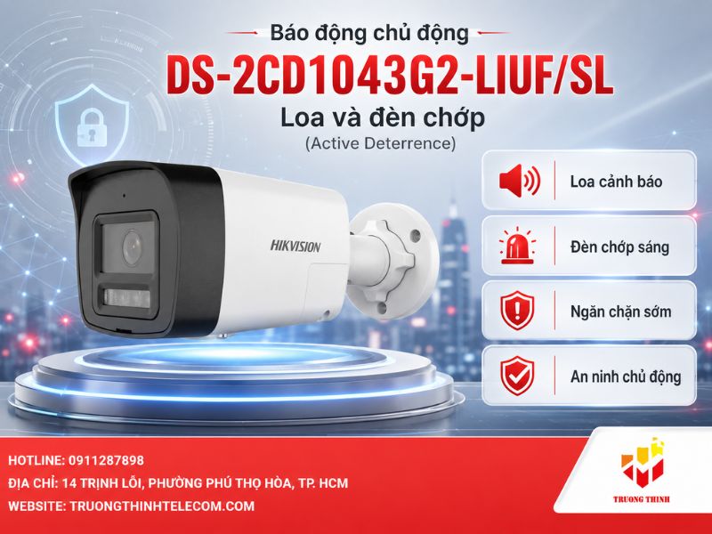 Khả năng báo động chủ động với loa và đèn chớp của DS-2CD1043G2-LIUF/SL