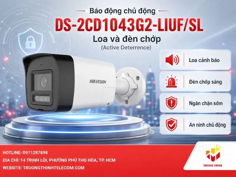 Khả năng báo động chủ động với loa và đèn chớp của DS-2CD1043G2-LIUF/SL
