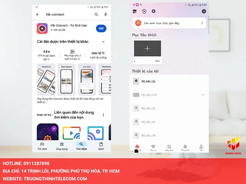Mở ứng dụng Hik-Connect và đăng nhập vào tài khoản quản lý