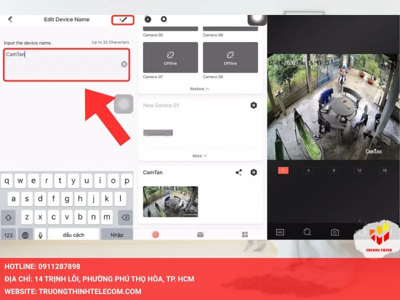 Nhập tên camera mới theo ý muốn