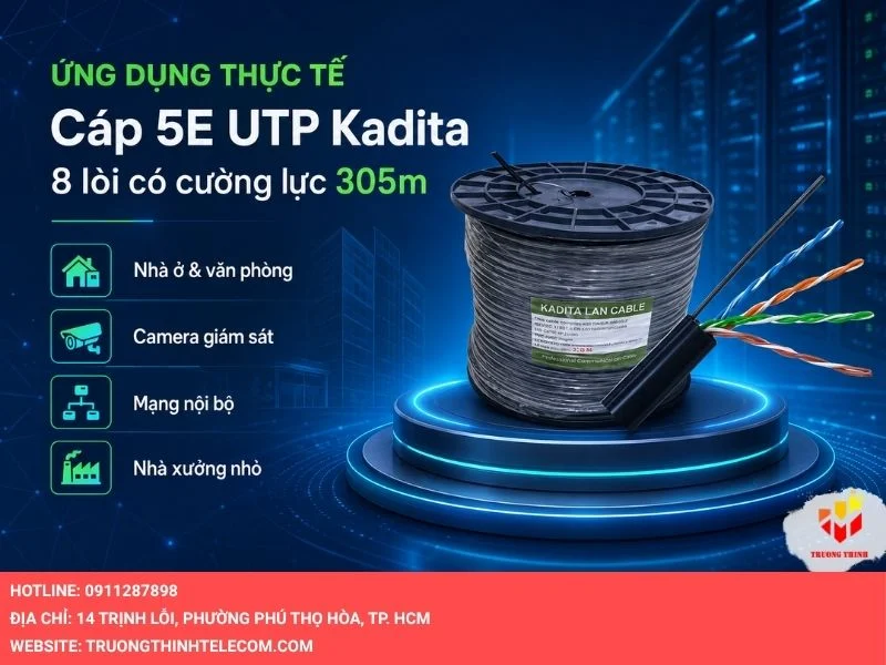 Ứng dụng thực tế của cáp 5E UTP Kadita 8 lõi có cường lực 305m
