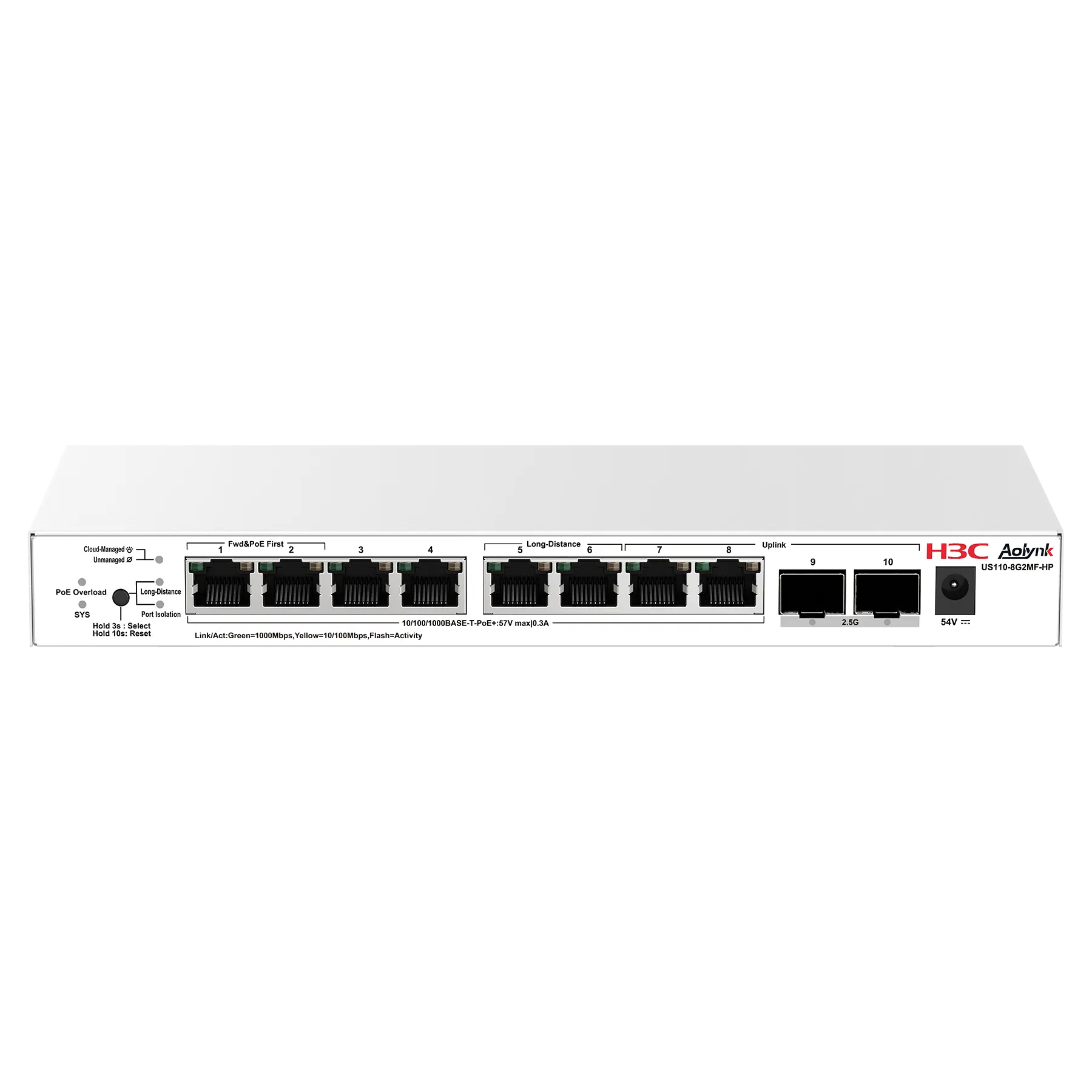 AOLYNK US110-8G2MF-HP - Switch Cloud Managed PoE (no web managed)