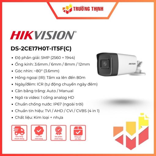 Camera Analog 4 in 1 Hikvision DS-2CE17H0T-IT5F(C) 5MP