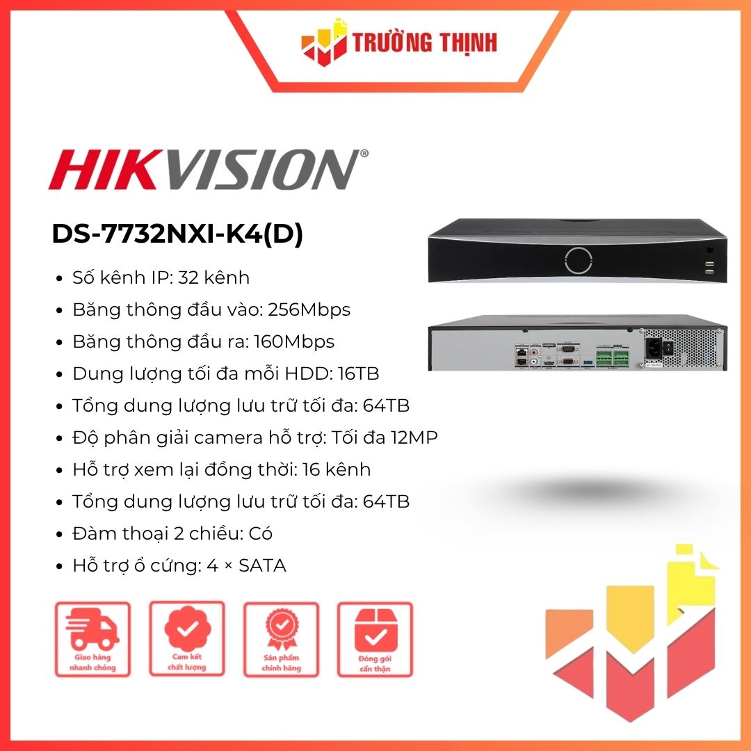 Đầu ghi hình IP NVR 32 kênh Hikvision DS-7732NXI-K4(D)