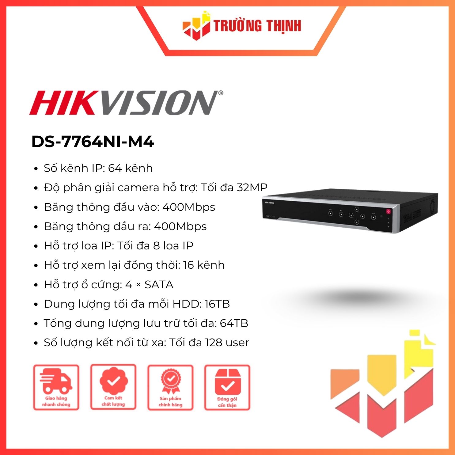 Đầu ghi hình IP NVR 64 kênh Hikvision DS-7764NI-M4