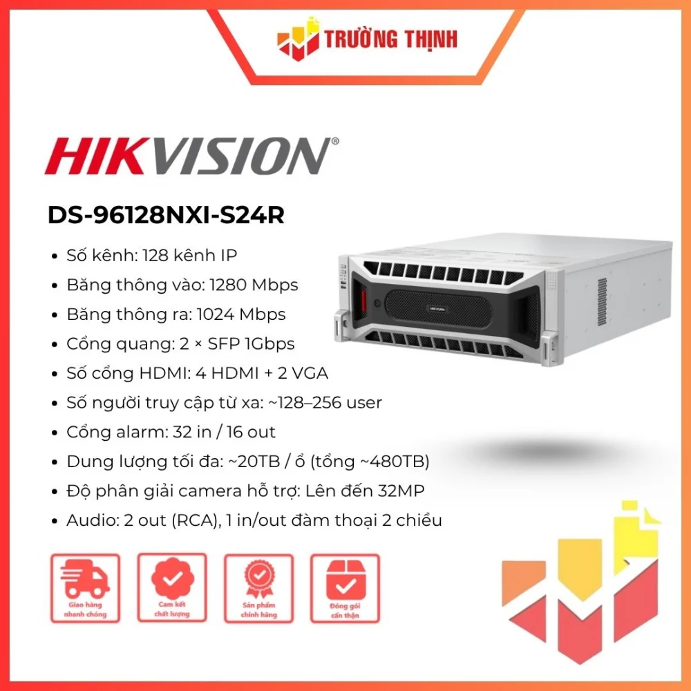 Đầu ghi hình camera IP NVR 128 kênh Hikvision DS-96128NXI-S24R