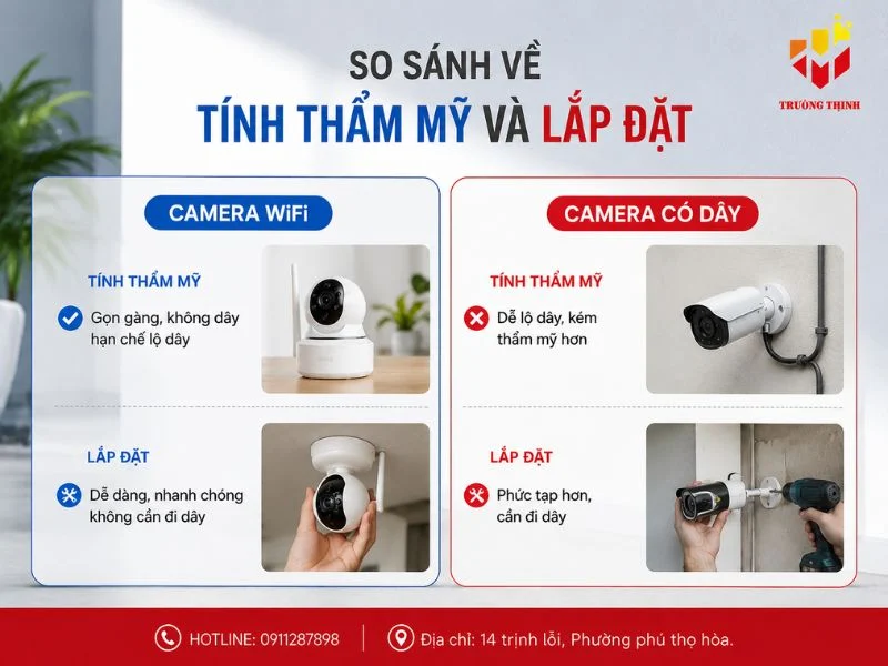 So sánh về tính thẩm mỹ và lắp đặt