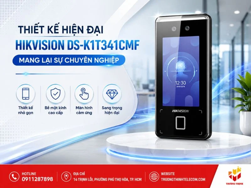 Thiết kế hiện đại của Hikvision DS-K1T341CMF mang lại sự chuyên nghiệp