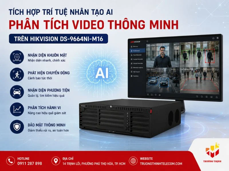 Tích hợp trí tuệ nhân tạo AI và phân tích video thông minh trên Hikvision DS-9664NI-M16
