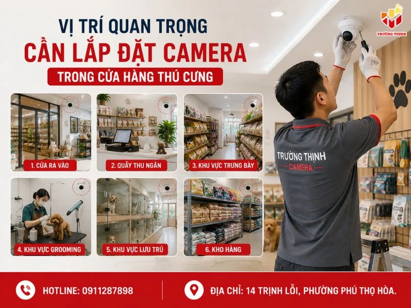 Vị trí quan trọng cần lắp đặt camera trong cửa hàng thú cưng
