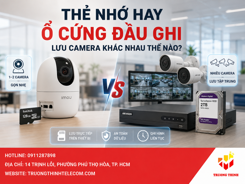 Camera lưu trữ bằng thẻ nhớ và ổ cứng khác nhau thế nào?