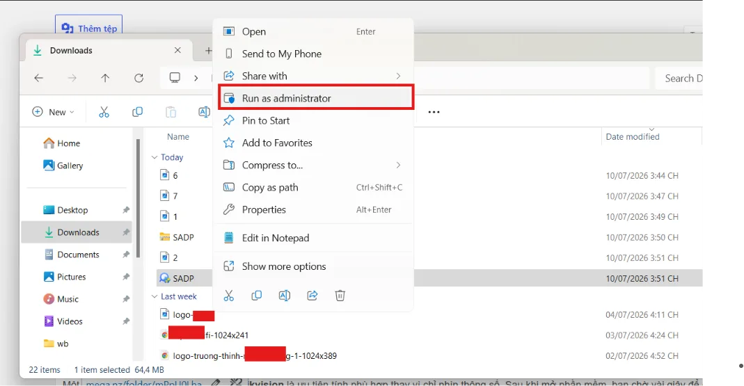 Chạy file cài đặt bằng quyền phù hợp