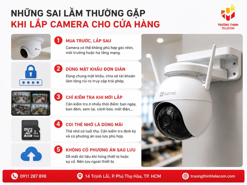 Những sai lầm thường gặp khi lắp camera cho cửa hàng