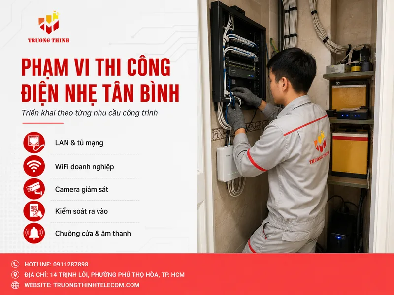 Phạm vi thi công điện nhẹ quận Tân Bình Trường Thịnh Telecom có thể triển khai