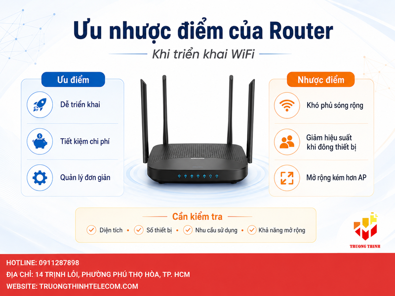 Phân tích ưu nhược điểm của router khi triển khai WiFi