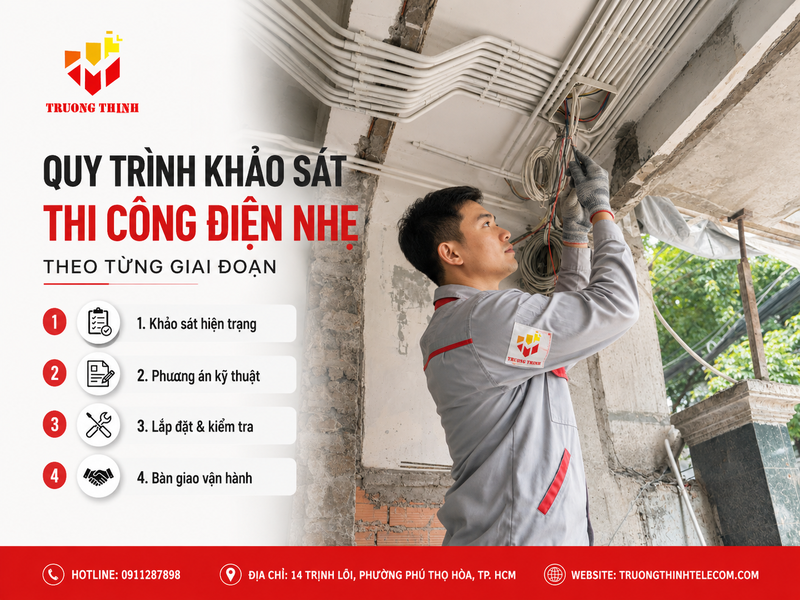 Quy trình khảo sát và thi công điện nhẹ theo từng giai đoạn