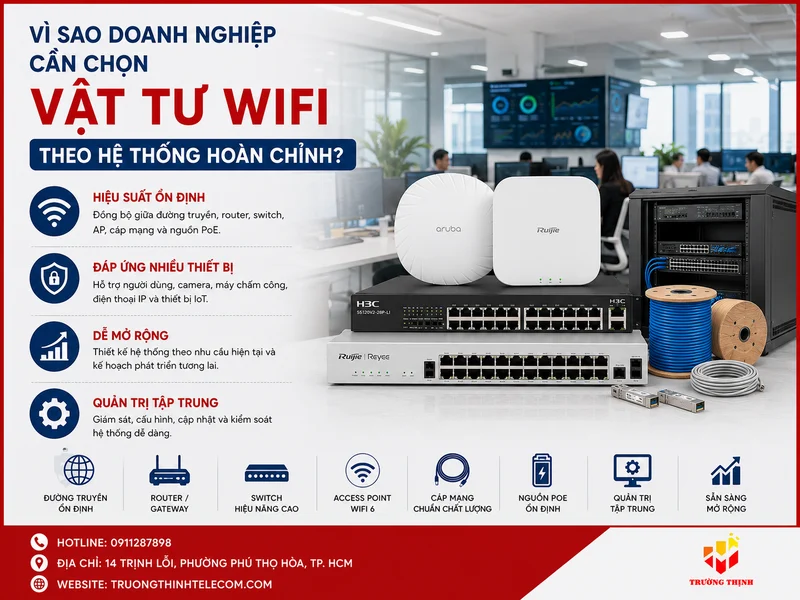 Vì sao doanh nghiệp cần chọn vật tư WiFi theo một hệ thống hoàn chỉnh?