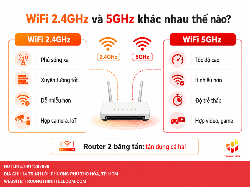WiFi 2.4GHz và 5GHz khác nhau như thế nào?