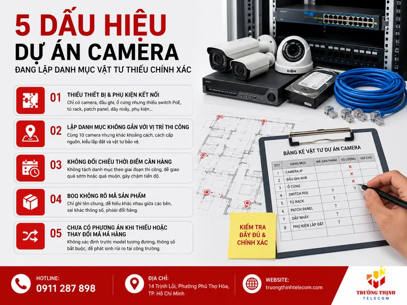 5 dấu hiệu dự án camera đang lập danh mục vật tư thiếu chính xác