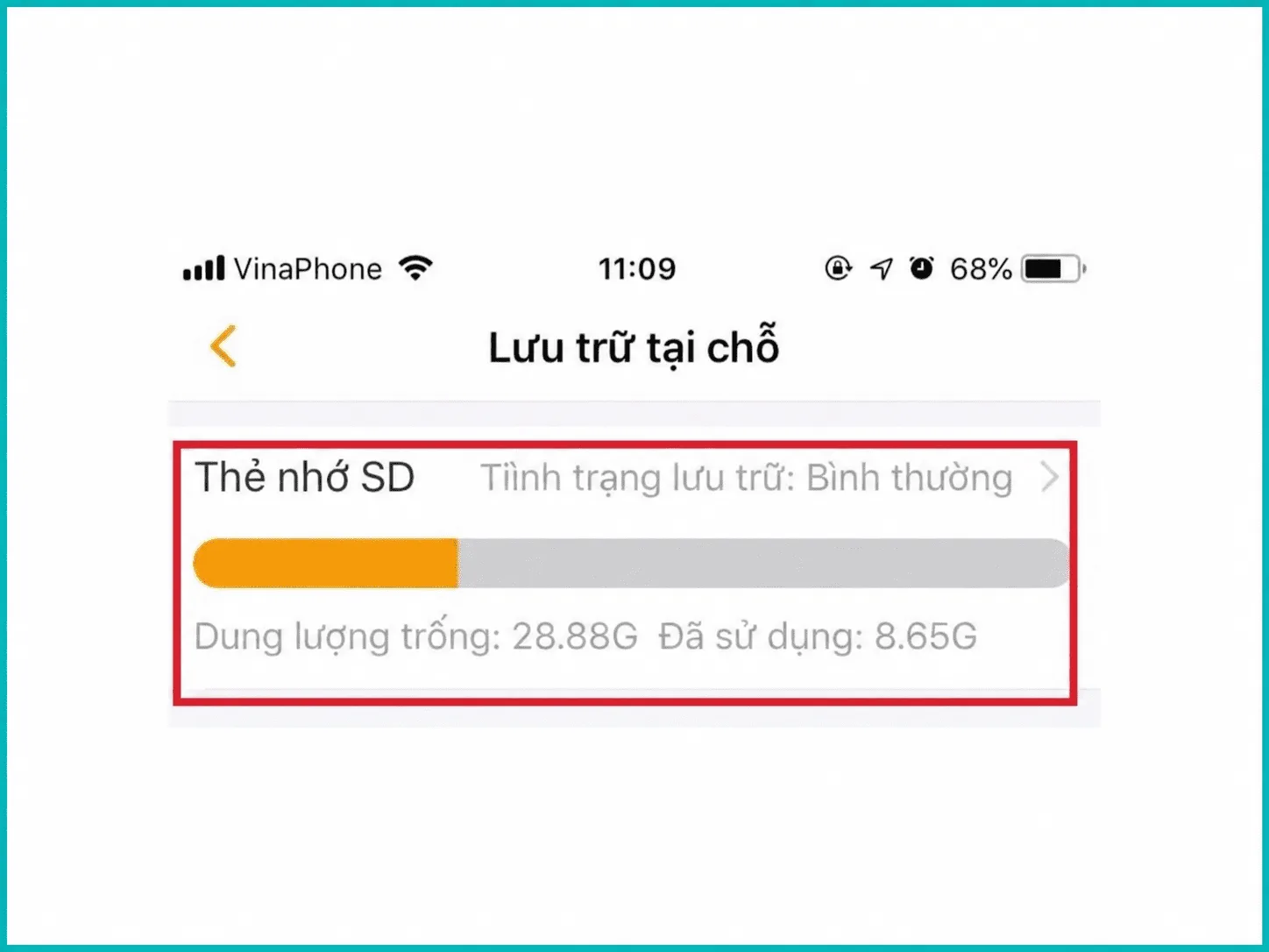 Bấm trực tiếp vào dung lượng thẻ nhớ hiển thị trên màn hình