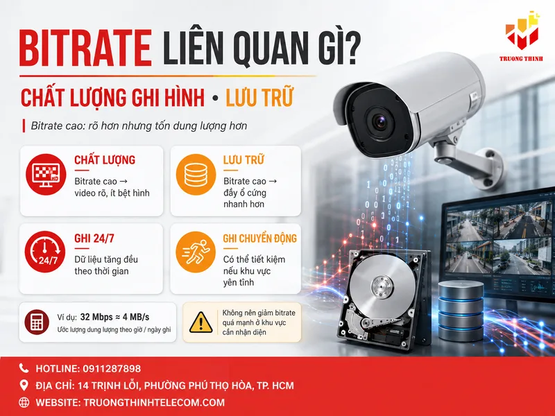Bitrate có liên quan gì đến chất lượng ghi hình và nhu cầu lưu trữ?