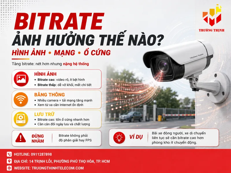 Bitrate thay đổi hình ảnh, mạng và ổ cứng camera như thế nào?