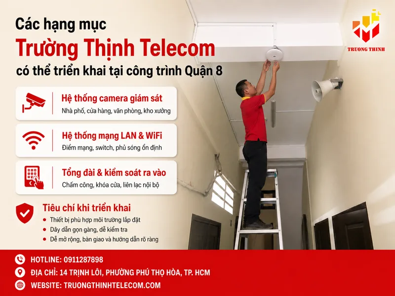 Các hạng mục Trường Thịnh Telecom có thể triển khai cho công trình tại quận 8