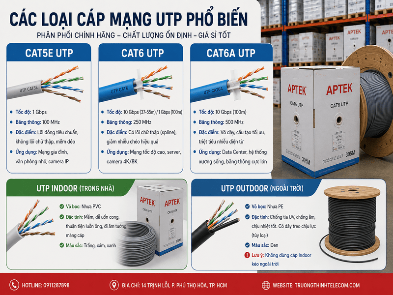 Các loại cáp mạng UTP phổ biến trên thị trường