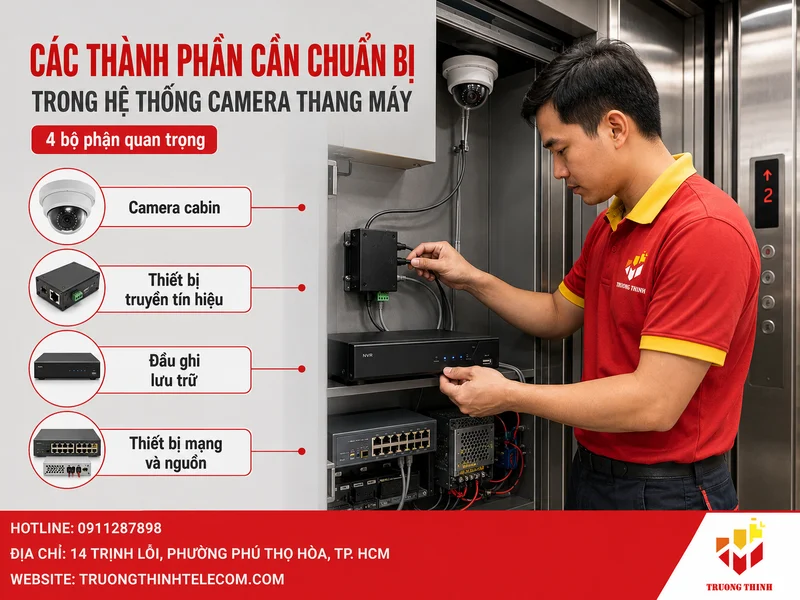 Các thành phần cần chuẩn bị trong hệ thống camera thang máy